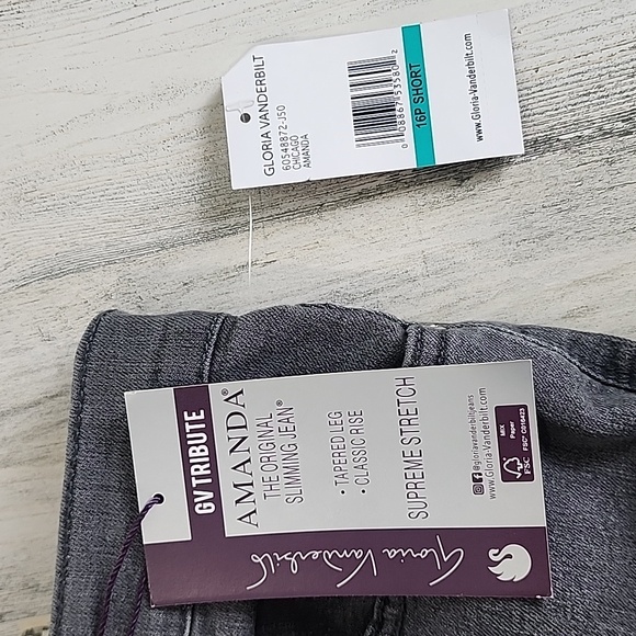 Gloria Vanderbilt Amanda classic rise gray wash denim jeans Size 16P short NEW - Picture 6 of 10